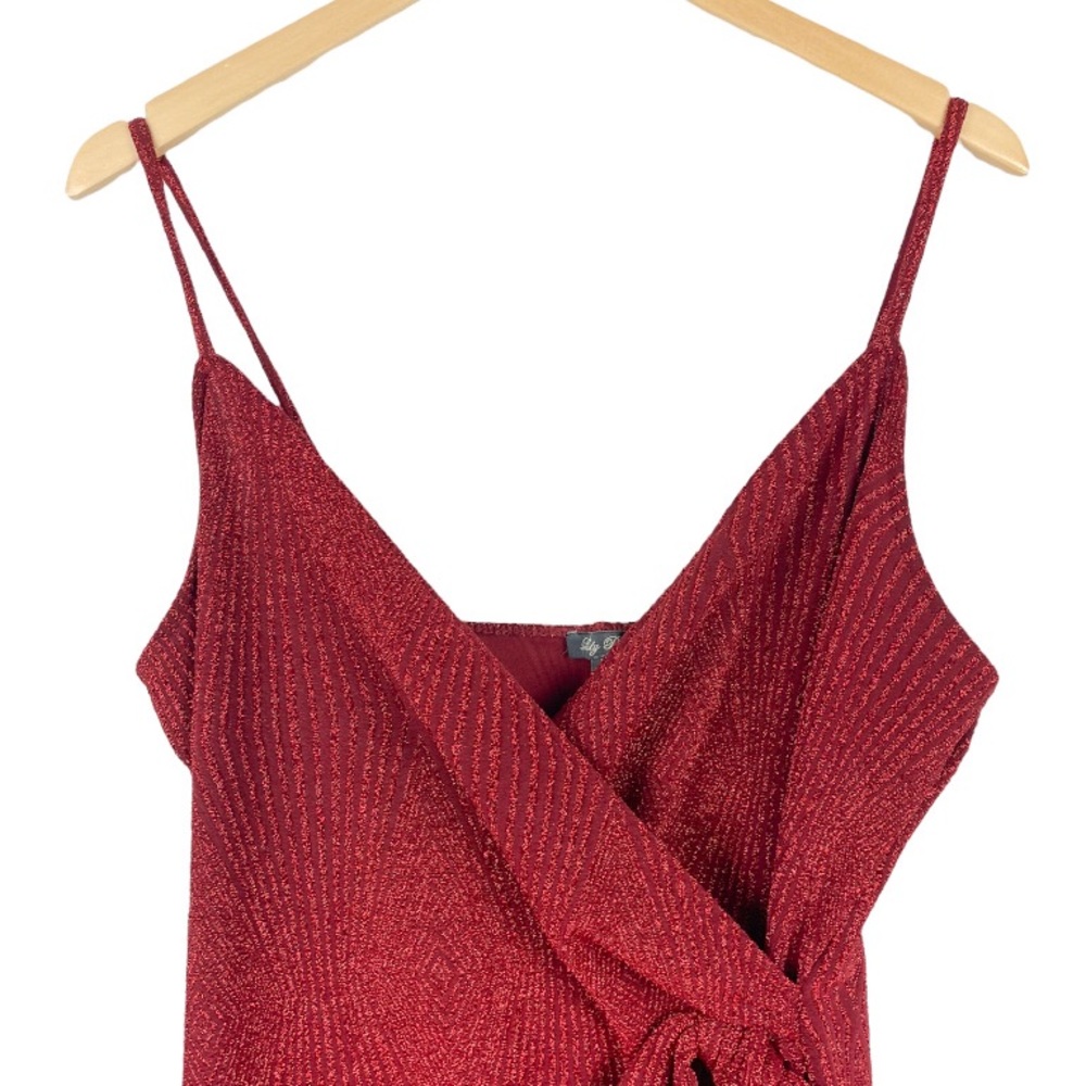 Lily Rose Knotted Side Wrap Bodycon Dress Red Juniors Size XL - Picture 3 of 9